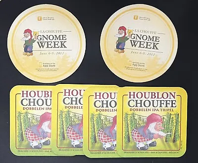 6 La Chouffes Beer Coasters 2 2012 Gnome Week & 4 Houblon Chouffe Dobbelen IPA • $4.99