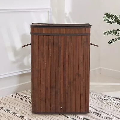72L Laundry Hamper With Lid Bamboo Laundry Basket Large Dirty Clothes Storage • $35.99