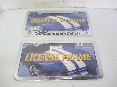 MERCEDES License Plate Frame Chrome /Black 2 Hole Screws/Covers & Blank Front • $15