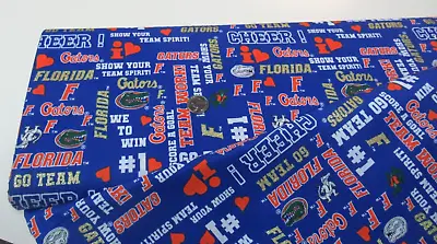 NCAA FLORIDA GATORS Cotton Fabric BY THE YARD (1142) Team Spirit SALE! • $4.99