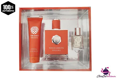 Vince Camuto Solare Cologne For Men 3.4 EDT Spray+3.0 Oz S/G+0.5 Oz Edt 3pc Set  • $39.99