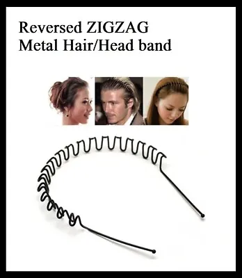 ZIGZAG Black Metal Sports Hairband Headband Boys Girls UK Style Hair Band Unisex • £2.49