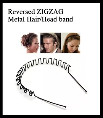 £2.39 • Buy ZIGZAG Black Metal Sports Hairband Headband Wave Alice UK Style Hair Band Unisex
