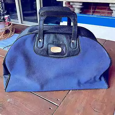 Vintage Rare Peter's Sachel Luggage Duffel In Navy And Black Working Zipper 70s • $48