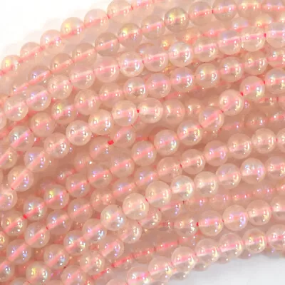 Mystic Titanium Pink Rose Quartz Round Beads Gemstone 15  Strand 6mm 8mm 10mm • $7.99