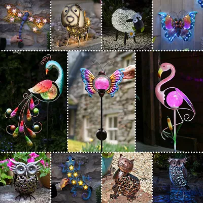 Solar Garden Novelty Animal LED Light Up Stake Path Ornament Outdoor Decoration • £10.49