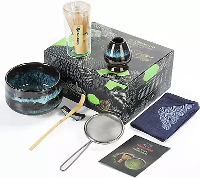 Japanese Matcha Tea Set Bowl Bamboo Whisk Scoop Sifter Matcha Whisk Holder New • $39.14