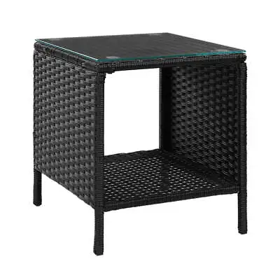$50.80 • Buy Gardeon Side Table Coffee Patio Outdoor Furniture Rattan Desk Indoor Garden Blac
