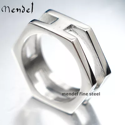 MENDEL Cool Mens Fashion Geometry Hexagon Ring For Men Stainless Steel Size 7-15 • $12.99