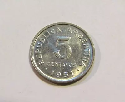 Argentina 1951 5 Centavos Coin • $6.99