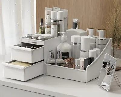 Premium Makeup Acrylic Cosmetic Organiser Desktop Storage Box With Drawers • £8.99