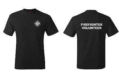 Firefighter Volunteer Left Chest Logo Fire Department Tee Rescue Tshirts 3XL-5XL • $14.99