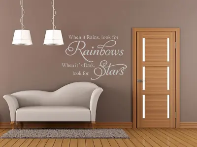 £4.80 • Buy When It Rains Look For Rainbows Wall Quotes Wall Stickers Living Room UK 77