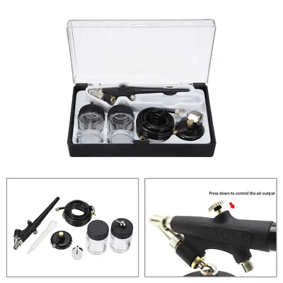 Mini Airbrush Compressor Kit Spray Gun Nail Art Tattoo Air Brush Paint Set 1/4  • £11.35