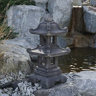 Gorgeous Solid Japanese Stone Lantern Pagoda Dark Grey Cast Frost Resistant • £141.44