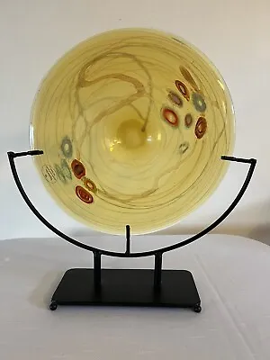 Hand Blown Art Glass Bowl Viz Glass Inc. Yellow • $75