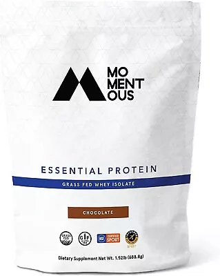 Momentous Essential Grass-Fed Whey Protein Isolate - 24 Servings Gluten-Free • $54.99