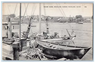 C1940's Boat Scene Wharf Scene Rockland Harbor Rockland Maine ME Postcard • $14.98