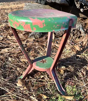 Antique Metal Milking Stool Cut Out Star 3 Legged Dairy Milking Stool Primitive • $50