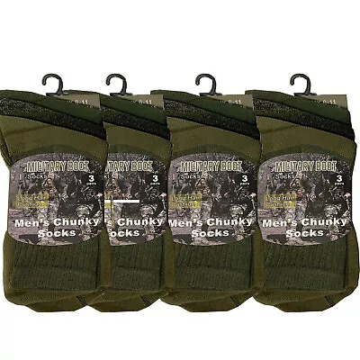 6 Pairs Mens Military Socks Army Thermal Hiking Boots Walking Combat Warm  6-11 • £11.99