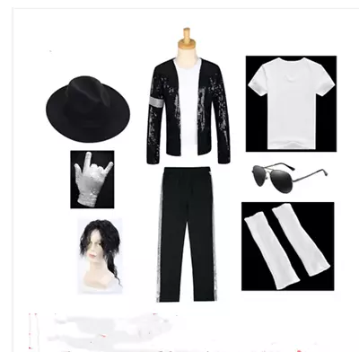 Classic Men Kids Michael Jackson Billie Jean Costume MJ Jacket/Pants/Glove/Socks • $78.99