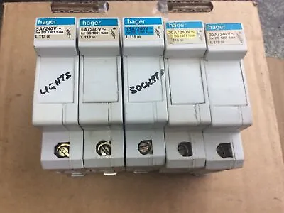 Hager L113 5a X2  L115 15a  L116 20a L118 30a BS 1361 Fuse Carrier Inc Fuses • £15