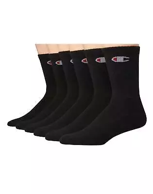 Champion Mens Crew Socks 6 Pack Arch Support Cushioned Soft Assorted Sz 6-12 • $15