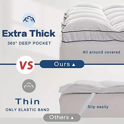 Cooling Mattress Topper: Plush Deep Pocket Overfilled With Down Alternative • $30.58