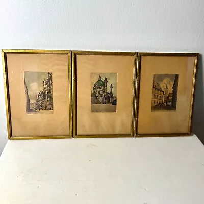 Set Of 3 Vienna Austria Colored Numbered Etchings Unsigned Vintage • $58