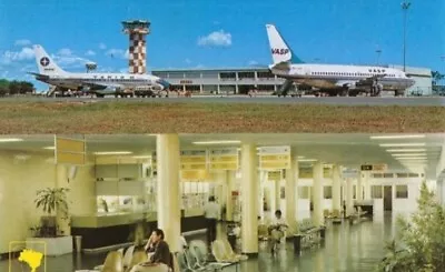 $6.30 • Buy Santa Genoveva Airport - Varig Brasil & Vasp Brasil Boeing 737-200 - Postcard
