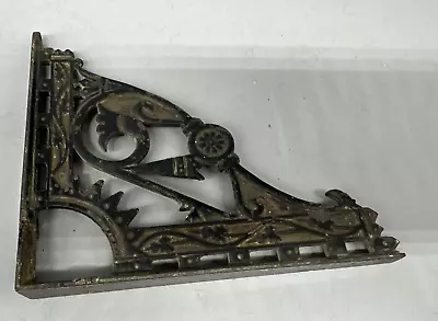 Antique  Cast Iron Art Deco Ornate Metal Shelf Bracket 8  X 7  • $25