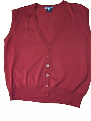 Emporio Armani Cardigan Sweater Vest Men 50 IT 34 US Red Virgin Wool LNWOT Italy • $85