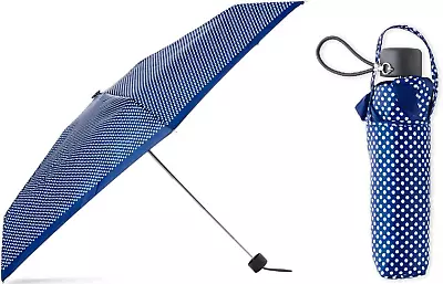 Micro Mini Manual Compact Umbrella Neverwet Technology (Navy Polka Dot) • $32.88