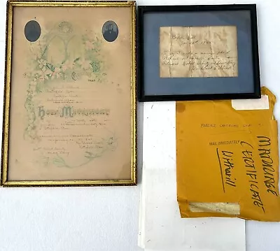 Antique Civil War Soldiers Marriage Certificate W/ Tin Type Affidavit & Papers • $235