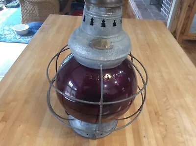 Perkins Marine Lantern - Red 8 Globe - Mast - Antique Lantern • $700