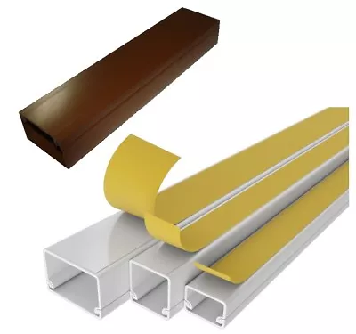 6 METRES - Electrical Cable Trunking Wire Conduit Tidy Plastic Cover White Brown • £16.99