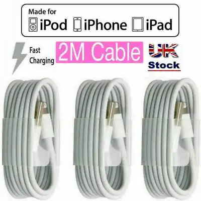 2 Meter Long IPhone Charger For IPhone 12 11 X 6 5 7 8 5 PRO MAX USB Cable Lot • £3.95