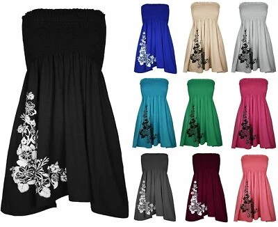 £9.99 • Buy New Womens Ladies Sheering Boob Tube Gather Bandeau Ruched Summer Top Mini Dress