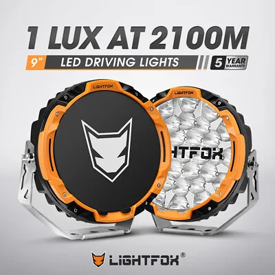 LIGHTFOX 9 Inch Osram LED Driving Lights Black Round Spotlight DRL 4x4 Offroad • $399.95