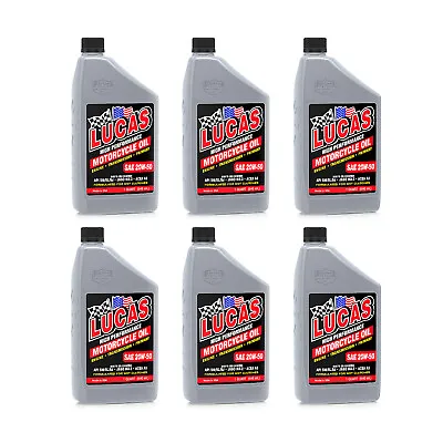 Lucas Oil 10700 SAE 20W-50 Primary Motorcycle Engine Oil For Wet Clutches 6 Pcs • $56.95