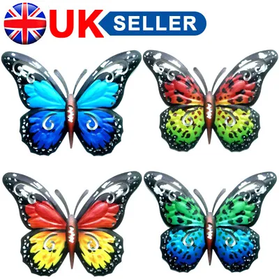 4Pcs Colorful Metal Butterfly Yard Garden Decor Outdoor Lawn Wall Art Decor UK • £9.88