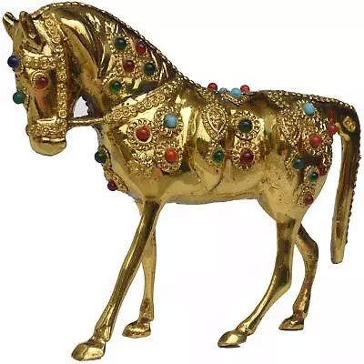 Hand Finished Brass Horse Decorative Showpiece Figurine Statue Gift Item 6'' • $220.71