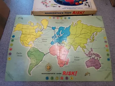 John Waddingtons Game Risk Board Only Original Box Board Only! /765037 • £14.99