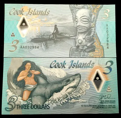 COOK ISLANDS 3 Dollars Polymer 2021 World Paper Money UNC Currency  • $8.45