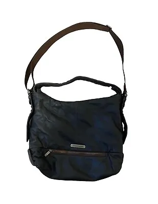 Mandarina Duck Black Leather Zip Shoulder Tote Bag • £12