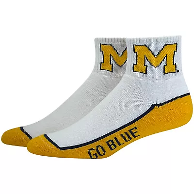 TCK Elite Michigan Wolverines White NCAA Licensed Quarter Sock • $3.99