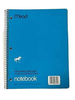 Vintage 1985 Mead Blue Notebook Wide Ruled 100 Sheets NOS Unicorn USA 80s • $19.95
