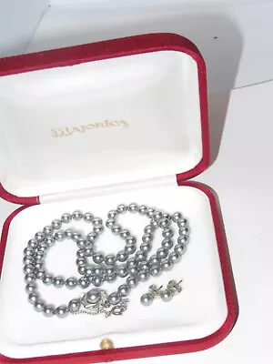 Majorica Peacock Pearl Necklace Earrings Jewelry Set W/ Box [a168] • $29.99