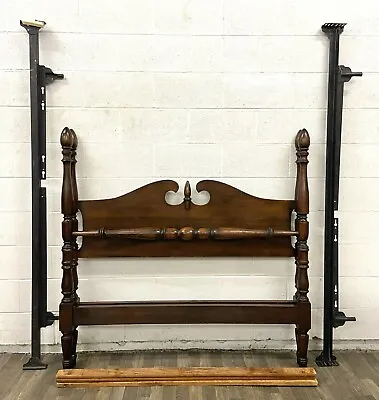 Vintage Full Size Four Poster Pediment Bed W/ Acorn Finials • $899