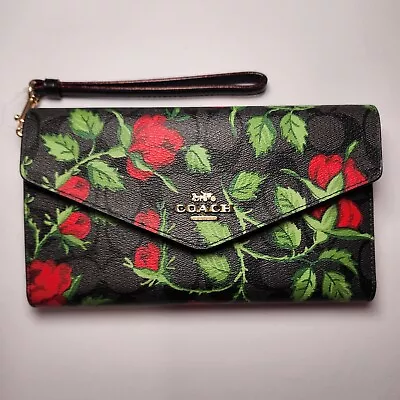 Nwt Coach Travel Envelope Wallet Cc860 In Fairytale Rose Print • $282.67